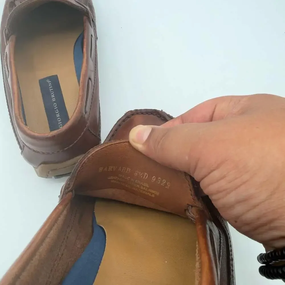 Giorgio Brutini Harvard Brown Leather Tassel Kiltie Loafers Shoes Size 8.5 D